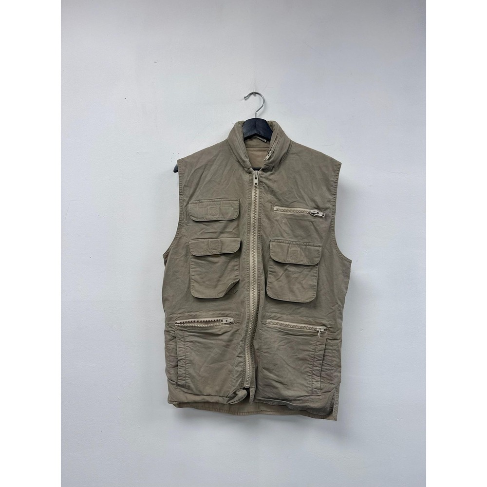 Vintage Banana Republic Vest Mens Medium Khaki‎ Safari Travel Multi Pocket 90s